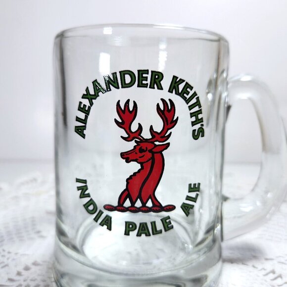 Alexander Keiths Beer Stein India Pale Ale Mug Cup Thick Heavy Clear Glass 450ml - Picture 2 of 10